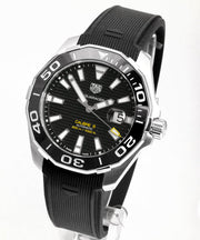  Shop Authentic Tag Heuer Aquaracer Calibre 5 Automatic Black Dial Black Rubber Strap Watch for Men - WAY201A.FT6142 - Luxxuri