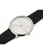  Shop Authentic Calvin Klein Minimal Silver Dial Black Leather Strap Watch for Men - K3M211CY - Luxxuri