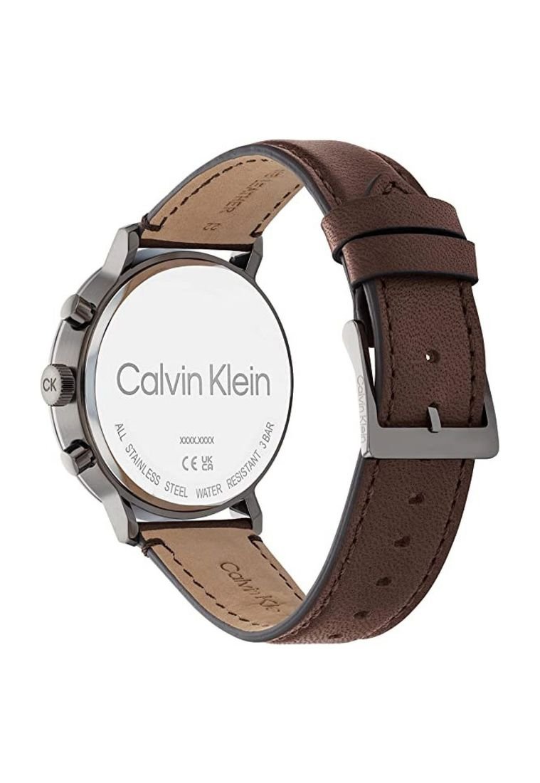  Shop Authentic Calvin Klein Minimal Silver Dial Brown Leather Strap Watch for Men - K3M221G6 - Luxxuri