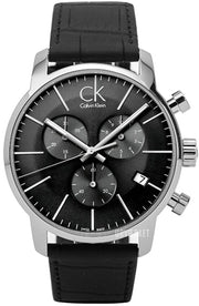  Shop Authentic Calvin Klein City Chronograph Black Dial Black Leather Strap Watch for Men - K2G271C3 - Luxxuri