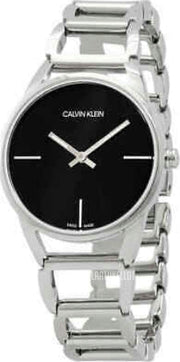  Shop Authentic Calvin Klein Stately Black Dial Silver Steel Strap Watch for Women - K3G23121 - Luxxuri