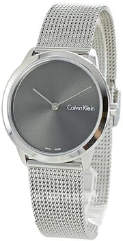  Shop Authentic Calvin Klein Minimal Grey Dial Silver Mesh Bracelet Watch for Women - K3M221Y3 - Luxxuri