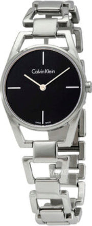  Shop Authentic Calvin Klein Dainty Black Dial Silver Steel Strap Watch for Women - K7L23141 - Luxxuri