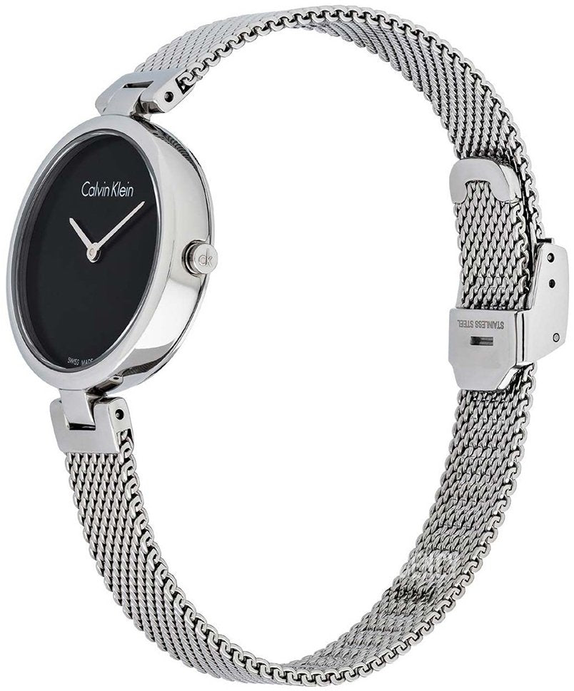  Shop Authentic Calvin Klein Even Black Dial Silver Mesh Bracelet Watch for Women - K7B23121 - Luxxuri