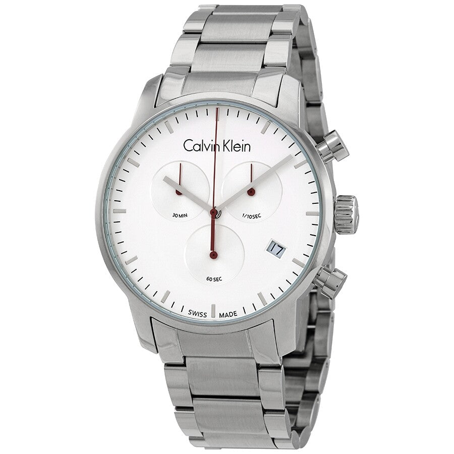  Shop Authentic Calvin Klein City Chronograph White Dial Silver Steel Strap Watch for Men - K2G271Z6 - Luxxuri