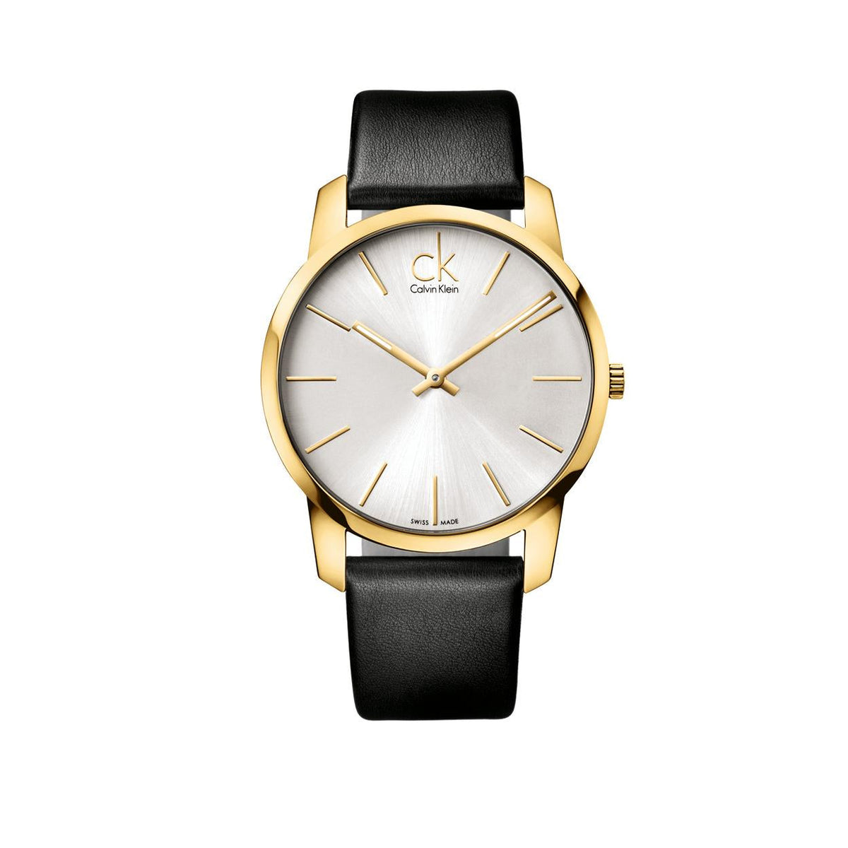  Shop Authentic Calvin Klein City Silver Dial Black Leather Strap Watch for Men - K2G21520 - Luxxuri