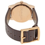  Shop Authentic Calvin Klein City White & Gold Dial Brown Leather Strap Watch For Women - K2G23620 - Luxxuri