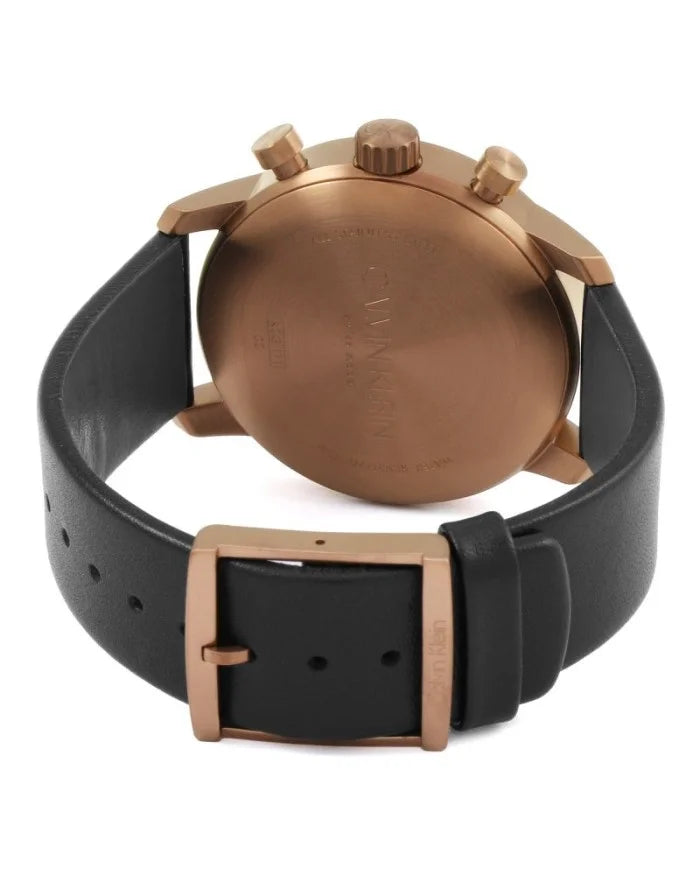  Shop Authentic Calvin Klein City Chronograph Black Dial Black Leather Strap Watch for Men - K2G17TC1 - Luxxuri