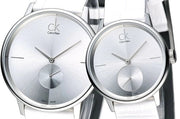  Shop Authentic Calvin Klein Accent Silver Dial White Leather Strap Watch for Women - K2Y231K6 - Luxxuri