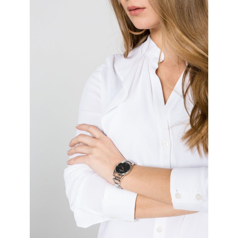  Shop Authentic Calvin Klein Dainty Black Dial Silver Steel Strap Watch for Women - K7L23141 - Luxxuri