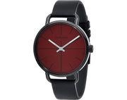  Shop Authentic Calvin Klein Even Maroon Dial Black Leather Strap Watch for Men - K7B214CP - Luxxuri