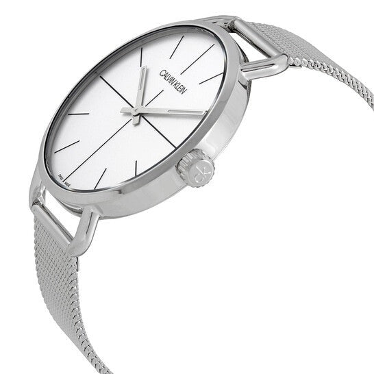  Shop Authentic Calvin Klein Even Quartz White Dial Silver Steel Strap Watch for Women - K7B21126 - Luxxuri