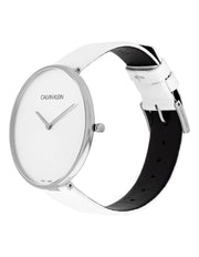  Shop Authentic Calvin Klein Full Moon White Dial White Leather Strap Watch for Women - K8Y231L6 - Luxxuri