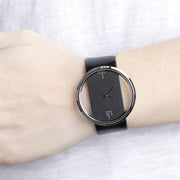  Shop Authentic Calvin Klein Glam Transparent Dial Black Leather Strap Watch for Women - K9423107 - Luxxuri