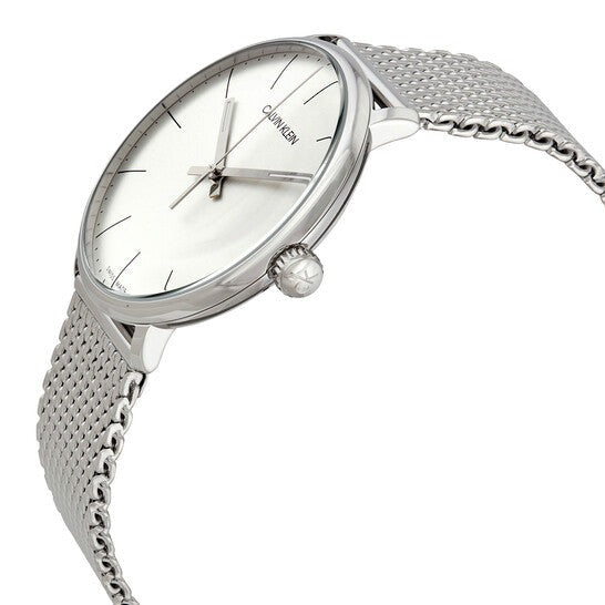  Shop Authentic Calvin Klein White Dial Silver Mesh Bracelet Watch for Women - K8M21126 - Luxxuri