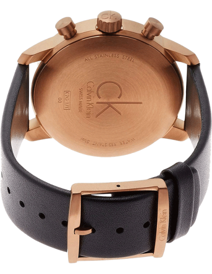  Shop Authentic Calvin Klein City Chronograph Black Dial Black Leather Strap Watch for Men - K2G17TC1 - Luxxuri