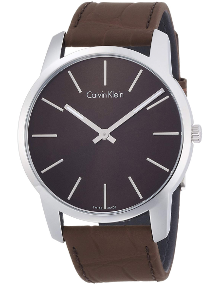  Shop Authentic Calvin Klein City Brown Dial Brown Leather Strap Watch for Men - K2G211GK - Luxxuri