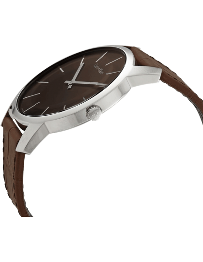 Shop Authentic Calvin Klein City Brown Dial Brown Leather Strap Watch for Men - K2G211GK - Luxxuri