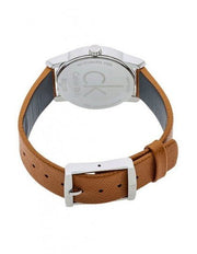  Shop Authentic Calvin Klein City Silver Dial Light Brown Leather Strap Watch For Women- K2G23120 - Luxxuri