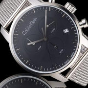  Shop Authentic Calvin Klein City Chronograph Black Dial Silver Mesh Bracelet Watch for Men - K2G27121 - Luxxuri