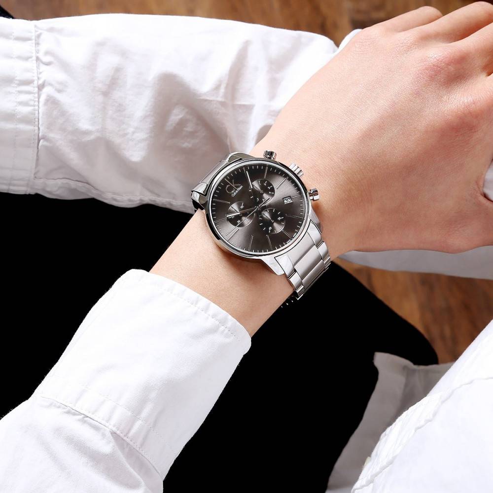  Shop Authentic Calvin Klein City Chronograph Black Dial Silver Steel Strap Watch for Men - K2G27143 - Luxxuri