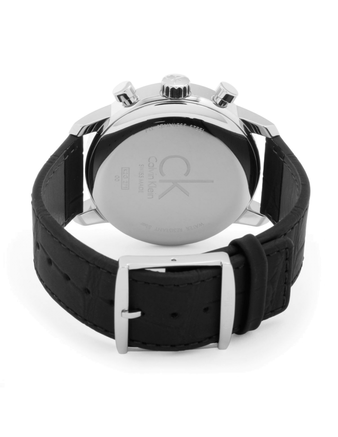  Shop Authentic Calvin Klein City Chronograph Black Dial Black Leather Strap Watch for Men - K2G271C3 - Luxxuri