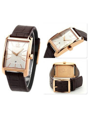  Shop Authentic Calvin Klein Window White Dial Brown Leather Strap Watch for Women - K2M23620 - Luxxuri