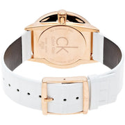  Shop Authentic Calvin Klein Accent Silver Dial White Leather Strap Watch for Women - K2Y216K6 - Luxxuri