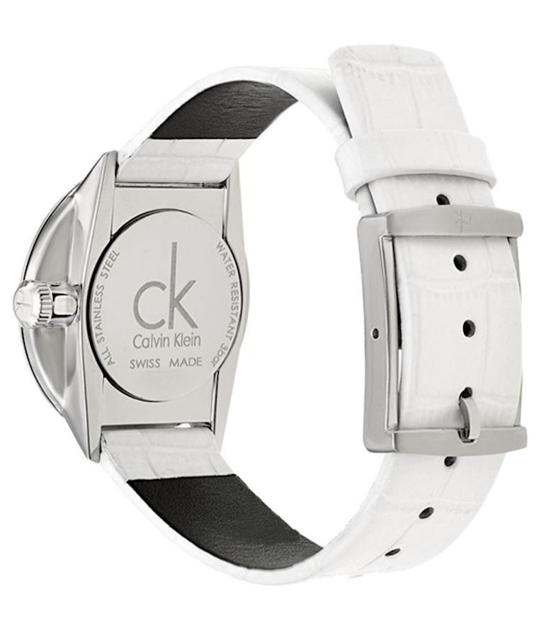  Shop Authentic Calvin Klein Accent White Dial White Leather Strap Watch for Women - K2Y2Y1K6 - Luxxuri