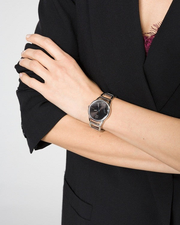  Shop Authentic Calvin Klein Stately Black Dial Silver Steel Strap Watch for Women - K3G23121 - Luxxuri