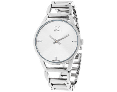  Shop Authentic Calvin Klein Stately Silver Dial Silver Steel Strap Watch for Women - K3G2312W - Luxxuri