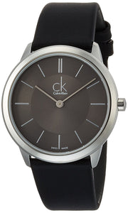  Shop Authentic Calvin Klein Minimal Grey Dial Black Leather Strap Watch for Men - K3M221C4 - Luxxuri
