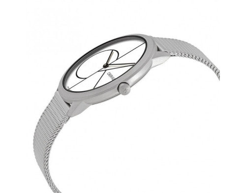  Shop Authentic Calvin Klein Minimal White Dial Silver Mesh Bracelet Watch for Women - K3M52152 - Luxxuri
