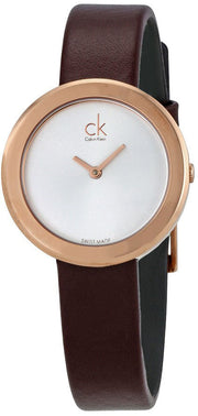  Shop Authentic Calvin Klein Firm White Dial Brown Leather Strap Watch for Women - K3N236G6 - Luxxuri