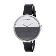 Shop Authentic Calvin Klein Rise White Grey Dial Black Leather Strap Watch for Women - K7A231C3 - Luxxuri