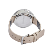  Shop Authentic Calvin Klein Rise White Beige Dial Beige Leather Strap Watch for Women - K7A231XH - Luxxuri