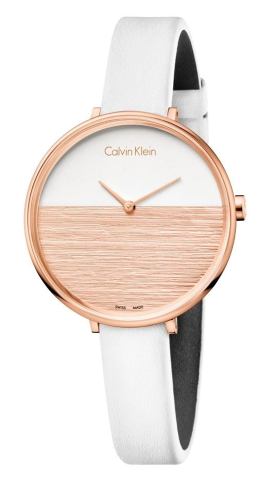 Shop Authentic Calvin Klein Rise White Dial White Leather Strap Watch for Women - K7A236LH - Luxxuri