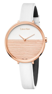  Shop Authentic Calvin Klein Rise White Dial White Leather Strap Watch for Women - K7A236LH - Luxxuri