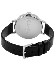  Shop Authentic Calvin Klein Even Silver Black Leather Strap Watch for Women - K7B231C6 - Luxxuri