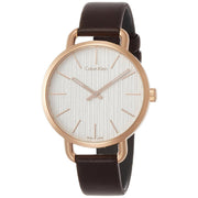  Shop Authentic Calvin Klein Even White Dial Brown Leather Strap Watch for Women - K7B236G6 - Luxxuri