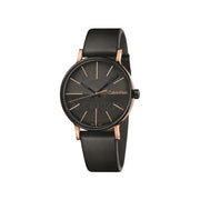  Shop Authentic Calvin Klein Boost Black Dial Black Leather Strap Watch for Men - K7Y21TCZ - Luxxuri