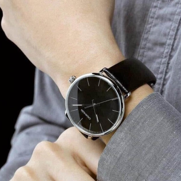  Shop Authentic Calvin Klein High Noon Quartz Black Dial Black Leather Strap Watch for Men - K8M211C1 - Luxxuri