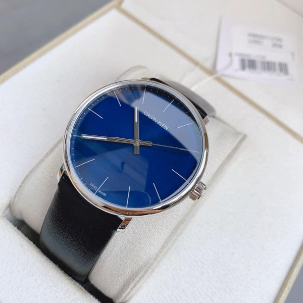  Shop Authentic Calvin Klein High Noon Quartz Blue Dial Black Leather Strap Watch for Men - K8M211CN - Luxxuri
