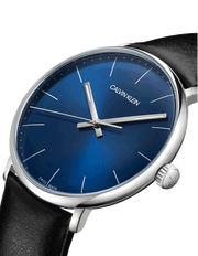  Shop Authentic Calvin Klein High Noon Quartz Blue Dial Black Leather Strap Watch for Men - K8M211CN - Luxxuri
