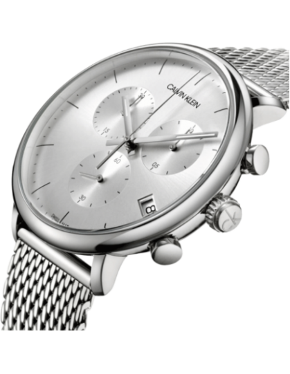  Shop Authentic Calvin Klein High Noon Silver Dial Silver Mesh Bracelet Watch for Men - K8M27126 - Luxxuri