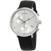  Shop Authentic Calvin Klein High Noon Chronograph White Dial Black Leather Strap Watch for Men - K8M271C6 - Luxxuri