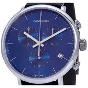 Shop Authentic Calvin Klein High Noon Chronograph Blue Dial Black Leather Strap Watch for Men - K8M271CN - Luxxuri