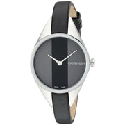  Shop Authentic Calvin Klein Rebel Black Grey Dial Black Leather Strap Watch for Women - K8P231C1 - Luxxuri