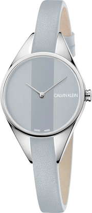  Shop Authentic Calvin Klein Rebel Grey Dial Grey Leather Strap Watch for Women - K8P231Q4 - Luxxuri