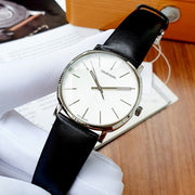  Shop Authentic Calvin Klein Posh Silver Dial Black Leather Strap Watch for Men - K8Q311C6 - Luxxuri